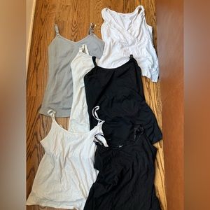 Set of 6 Nursing & Maternity Tanks (Black, White, Grey)